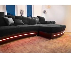 Jockenhöfer Gruppe Ecksofa, inklusive RGB-LED-Beleuchtung und Bluetooth-Soundsystem, Recamiere links oder rechts montierbar, inklusive loser Rücken- und Zierkissen, frei im Raum stellbar