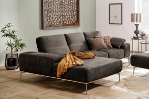 W.Schillig Ecksofa run, mit elegantem Holzsockel, Füße in Silber matt, Breite 279 cm