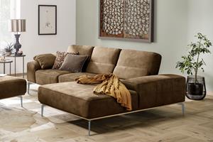 W.Schillig Ecksofa run, mit elegantem Holzsockel, Füße in Silber matt, Breite 279 cm