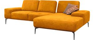 W.Schillig Ecksofa run, mit elegantem Holzsockel, Füße in Schwarz pulverbeschichtet, Breite 279 cm