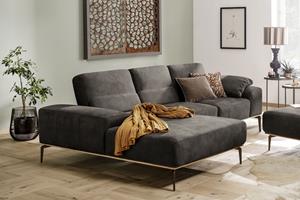 W.Schillig Ecksofa run, mit elegantem Holzsockel, Füße in Bronze pulverbeschichtet, Breite 279 cm