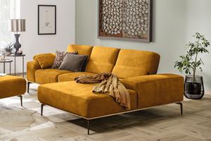 W.Schillig Ecksofa run, mit elegantem Holzsockel, Füße in Bronze pulverbeschichtet, Breite 279 cm