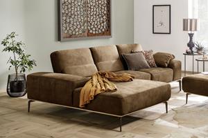 W.Schillig Ecksofa run, mit elegantem Holzsockel, Füße in Bronze pulverbeschichtet, Breite 279 cm