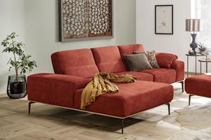W.Schillig Ecksofa run, mit elegantem Holzsockel, Füße in Bronze pulverbeschichtet, Breite 279 cm