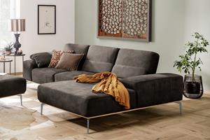 W.Schillig Ecksofa run, mit elegantem Holzsockel, Füße in Silber matt, Breite 299 cm