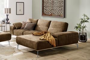 W.Schillig Ecksofa run, mit elegantem Holzsockel, Füße in Silber matt, Breite 299 cm