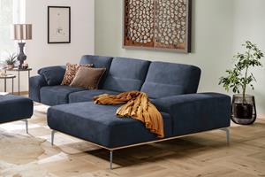 W.Schillig Ecksofa run, mit elegantem Holzsockel, Füße in Silber matt, Breite 299 cm