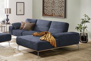 W.Schillig Ecksofa run, mit elegantem Holzsockel, Füße in Chrom glänzend, Breite 319 cm