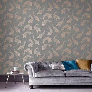 Superfresco Easy Vliestapete » Vliestapete Fisch Kupfer Grau«, animal print, (1 St),  Vliestapete Pisces Slate Grau