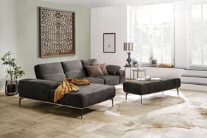 W.Schillig Ecksofa run, mit elegantem Holzsockel, Füße in Bronze pulverbeschichtet, Breite 299 cm