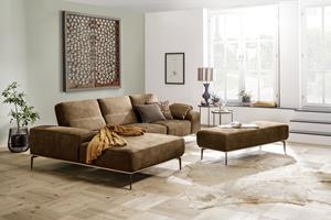 W.Schillig Ecksofa run, mit elegantem Holzsockel, Füße in Bronze pulverbeschichtet, Breite 299 cm