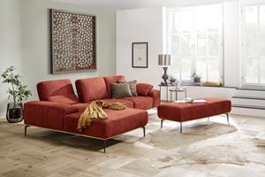 W.Schillig Ecksofa run, mit elegantem Holzsockel, Füße in Bronze pulverbeschichtet, Breite 299 cm