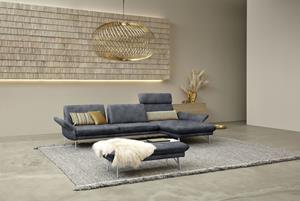 Himolla Ecksofa 1928, (Sofa mit oder ohne Hocker auswählen), mit Hocker, Füße Edelstahloptik