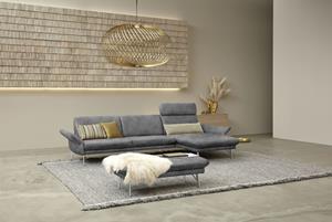 Himolla Ecksofa 1928, (Sofa mit oder ohne Hocker auswählen), mit Hocker, Füße Edelstahloptik