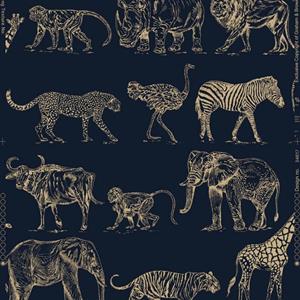Superfresco Easy Vliestapete » Vliestapete SAFARI DARK Blau«, animal print, (1 St),  Vliestapete SAFARI DARK Blau