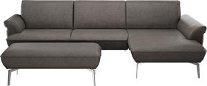 Himolla Ecksofa  9900, (mit Hocker), Recamiere rechts o. links, Füße Aluminium, mit Hocker