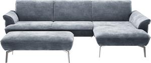 Himolla Ecksofa  9900, (mit Hocker), Recamiere rechts o. links, Füße Aluminium, mit Hocker