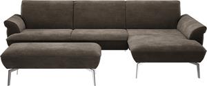 Himolla Ecksofa  9900, (mit Hocker), Recamiere rechts o. links, Füße Aluminium, mit Hocker