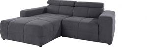 DOMO collection Hoekbank Brandon kleine versie BxDxH: 214x100x80 cm Met verstelbare hoofdsteun, ook in leer en cord, L-model