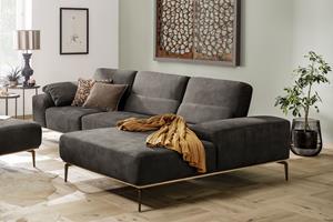 W.Schillig Ecksofa run, mit elegantem Holzsockel, Füße in Bronze pulverbeschichtet, Breite 319 cm