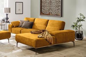 W.Schillig Ecksofa run, mit elegantem Holzsockel, Füße in Bronze pulverbeschichtet, Breite 319 cm