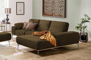 W.Schillig Ecksofa run, mit elegantem Holzsockel, Füße in Silber matt, Breite 279 cm