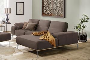 W.Schillig Ecksofa run, mit elegantem Holzsockel, Füße in Silber matt, Breite 279 cm