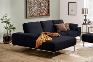 W.Schillig Ecksofa run, mit elegantem Holzsockel, Füße in Silber matt, Breite 279 cm