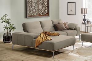 W.Schillig Ecksofa run, mit elegantem Holzsockel, Füße in Silber matt, Breite 279 cm