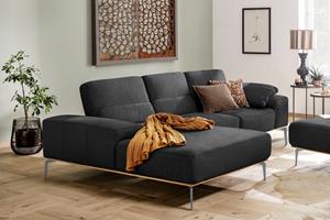 W.Schillig Ecksofa run, mit elegantem Holzsockel, Füße in Silber matt, Breite 279 cm