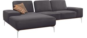W.Schillig Ecksofa run, mit elegantem Holzsockel, Füße in Chrom glänzend, Breite 279 cm