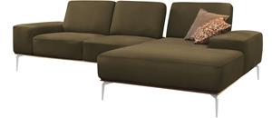 W.Schillig Ecksofa run, mit elegantem Holzsockel, Füße in Chrom glänzend, Breite 279 cm
