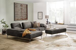 W.Schillig Ecksofa run, mit elegantem Holzsockel, Füße in Silber matt, Breite 319 cm