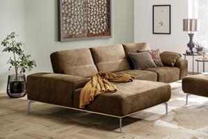 W.Schillig Ecksofa run, mit elegantem Holzsockel, Füße in Silber matt, Breite 319 cm