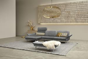 Himolla Ecksofa 1928, (Sofa mit oder ohne Hocker auswählen), mit Hocker, Füße Edelstahloptik