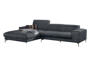 W.Schillig Ecksofa piedroo, inklusive Kopfteilverstellung, wahlweise mit Sitztiefenverstellung, Breite 303 cm, Füße in Chrom glänzend