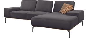 W.Schillig Ecksofa run, mit elegantem Holzsockel, Füße in Schwarz pulverbeschichtet, Breite 279 cm