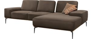 W.Schillig Ecksofa run, mit elegantem Holzsockel, Füße in Schwarz pulverbeschichtet, Breite 279 cm