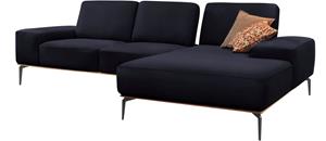W.Schillig Ecksofa run, mit elegantem Holzsockel, Füße in Schwarz pulverbeschichtet, Breite 279 cm