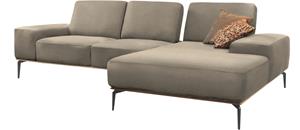W.Schillig Ecksofa run, mit elegantem Holzsockel, Füße in Schwarz pulverbeschichtet, Breite 279 cm