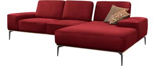W.Schillig Ecksofa run, mit elegantem Holzsockel, Füße in Schwarz pulverbeschichtet, Breite 279 cm