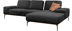 W.Schillig Ecksofa run, mit elegantem Holzsockel, Füße in Schwarz pulverbeschichtet, Breite 279 cm