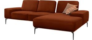 W.Schillig Ecksofa run, mit elegantem Holzsockel, Füße in Schwarz pulverbeschichtet, Breite 279 cm
