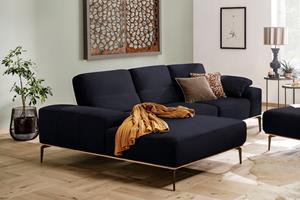 W.Schillig Ecksofa run, mit elegantem Holzsockel, Füße in Bronze pulverbeschichtet, Breite 279 cm