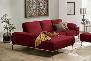 W.Schillig Ecksofa run, mit elegantem Holzsockel, Füße in Bronze pulverbeschichtet, Breite 279 cm