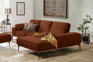 W.Schillig Ecksofa run, mit elegantem Holzsockel, Füße in Bronze pulverbeschichtet, Breite 279 cm