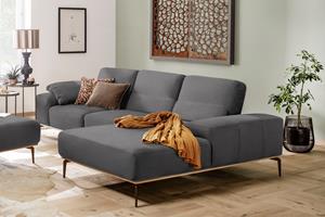 W.Schillig Ecksofa run, mit elegantem Holzsockel, Füße in Bronze pulverbeschichtet, Breite 299 cm