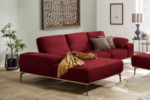 W.Schillig Ecksofa run, mit elegantem Holzsockel, Füße in Bronze pulverbeschichtet, Breite 299 cm