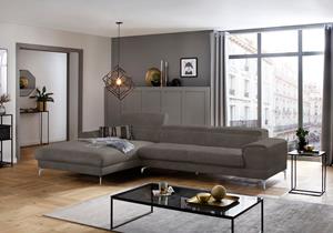 W.Schillig Ecksofa piedroo, inklusive Kopfteilverstellung, wahlweise mit Sitztiefenverstellung, Breite 343 cm, Füße in Silber matt