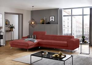 W.Schillig Ecksofa piedroo, inklusive Kopfteilverstellung, wahlweise mit Sitztiefenverstellung, Breite 343 cm, Füße in Silber matt